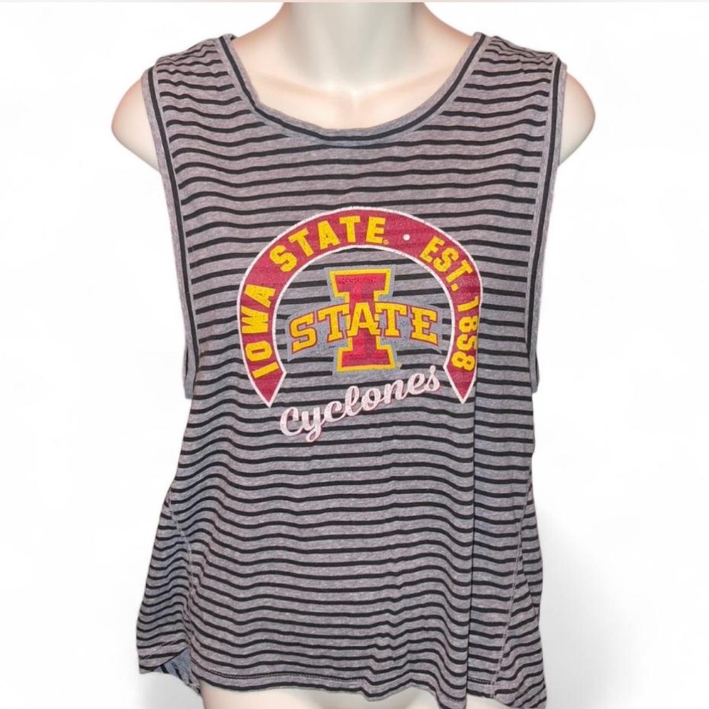Iowa State Cyclones grey + black striped tank top size medium